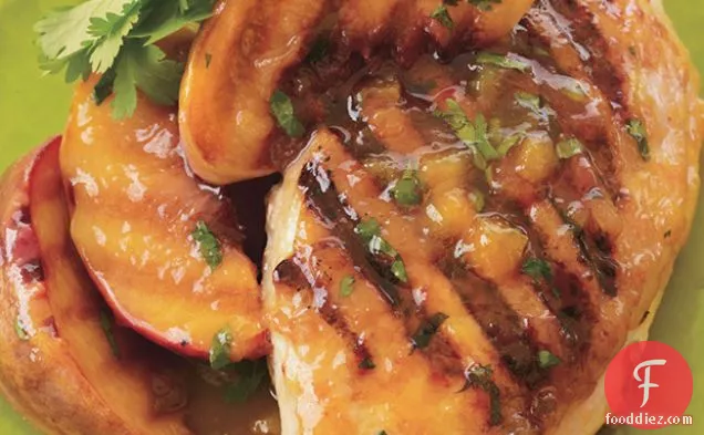 Grilled Chicken and Peaches with Chipotle-Peach Dressing