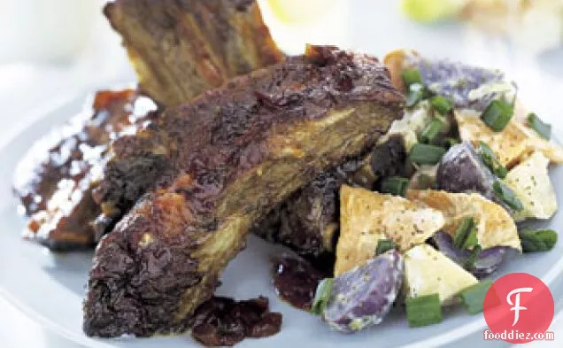 Barbecued Beef Ribs with Molasses-Bourbon Sauce