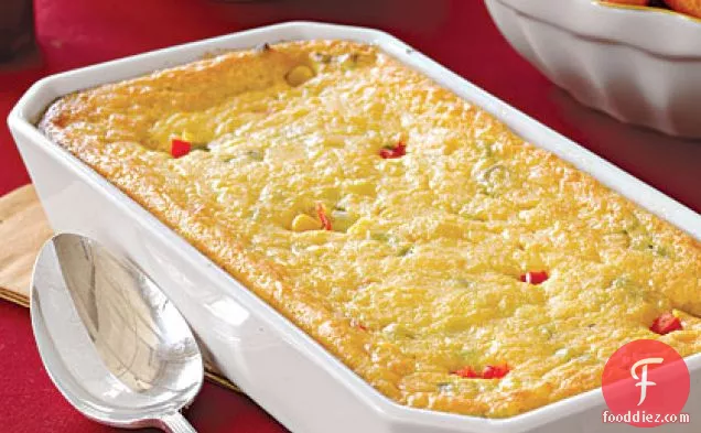 Corn Pudding with Scallions and Red Pepper