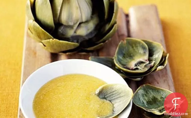 Artichokes with Parmesan butter sauce