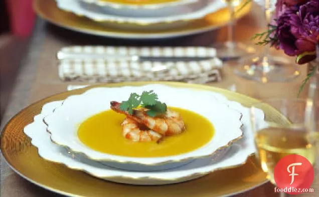 Butternut Squash Soup with Star Anise and Ginger Shrimp