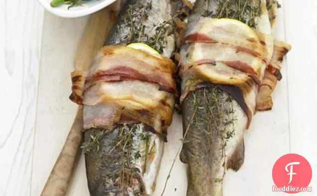Pancetta-wrapped trout