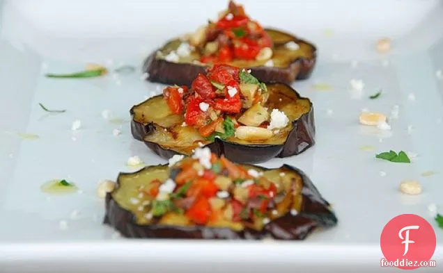 Grilled Eggplant With Roasted Red Pepper Tapenade
