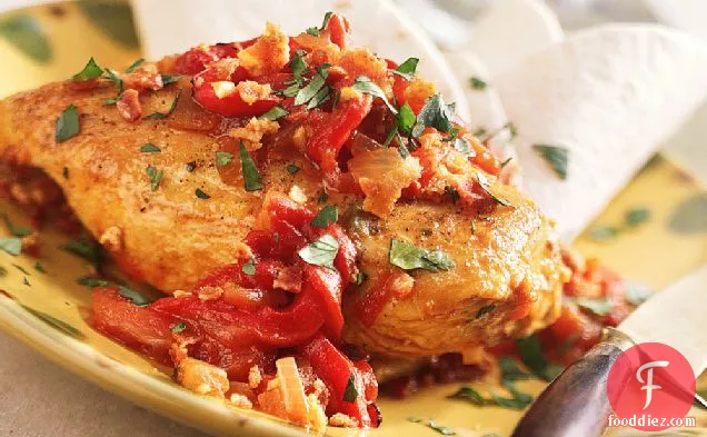Smoked Chicken with Roasted-Red Pepper Sauce