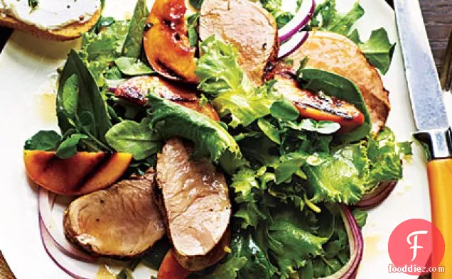 Pork Tenderloin Salad and Grilled Nectarines