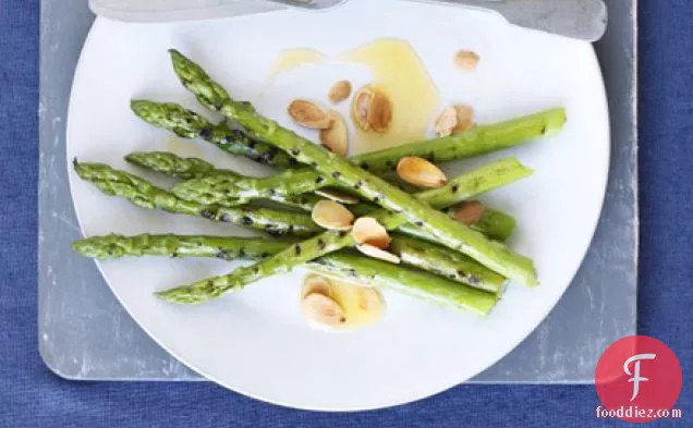Griddled asparagus with flaked almonds & butter