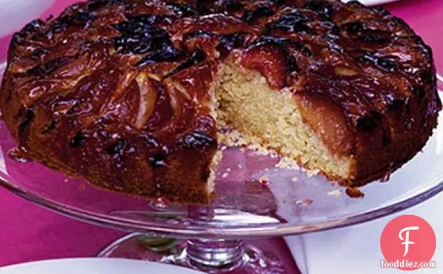 Glazed plum cake