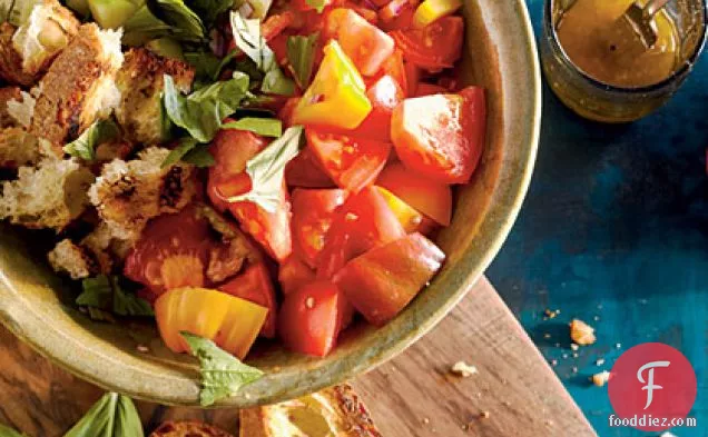Bell Pepper, Tomato, Cucumber, and Grilled Bread Salad