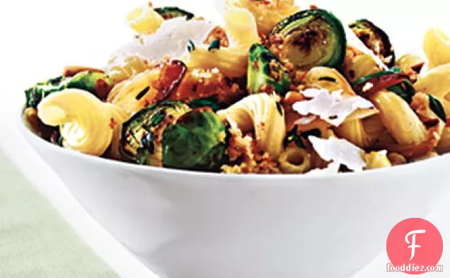 Cavatappi with Browned Brussels Sprouts and Buttery Breadcrumbs