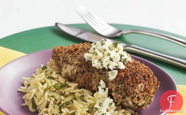 Herb-Crusted Chicken with Feta Sauce