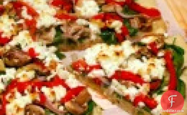 Bell Pepper, Red Onion, And Goat Cheese Pizza