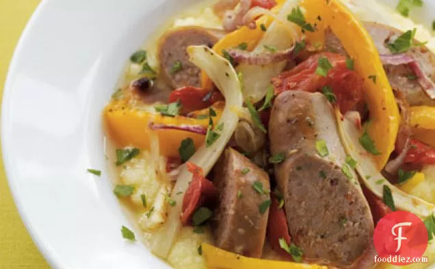 Roasted Vegetables & Italian Sausage with Polenta