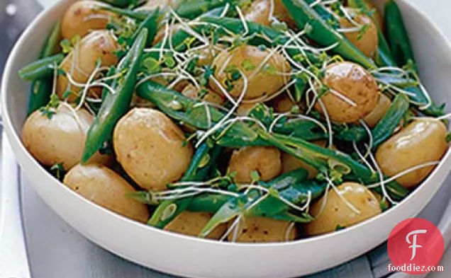 New potatoes with beans & cress