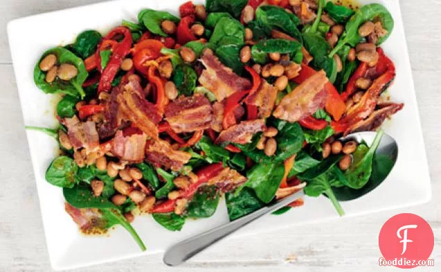 Spinach, bacon & white bean salad