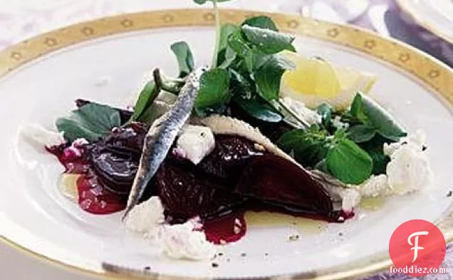 Beetroot, goat's cheese & anchovy salad