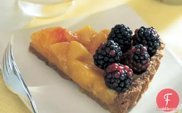 Peach and Blackberry Tart with Oatmeal-Cookie Crust