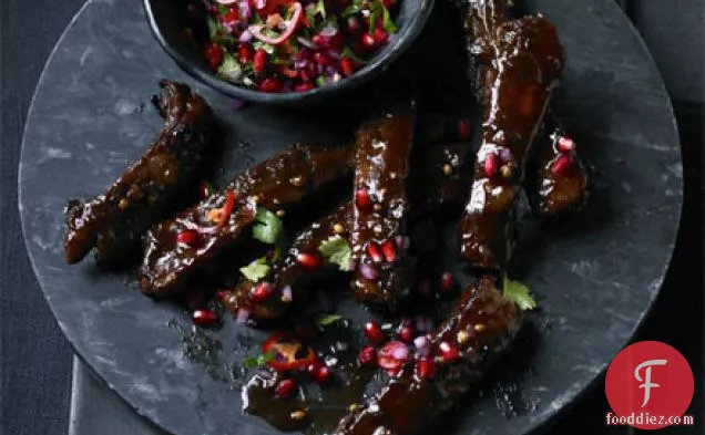 Sweet & sour ribs with pomegranate salsa