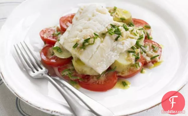 Smoked haddock with tomatoes & chive dressing