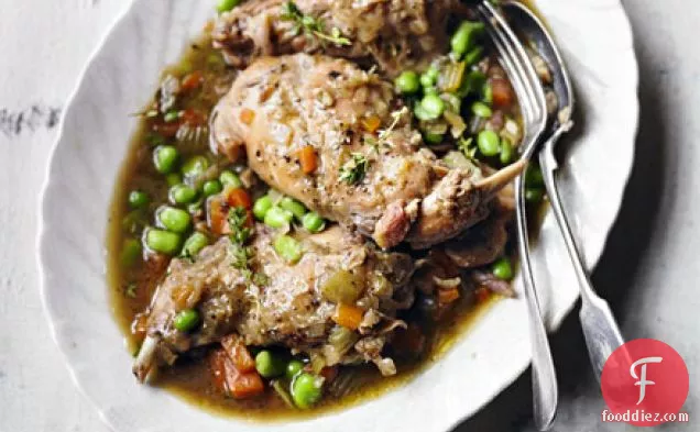 Stewed rabbit with broad beans