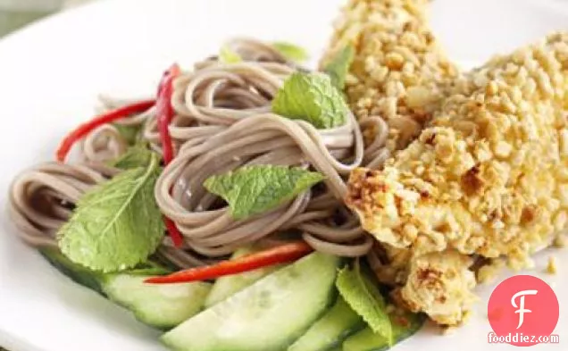 Nutty chicken with noodle salad