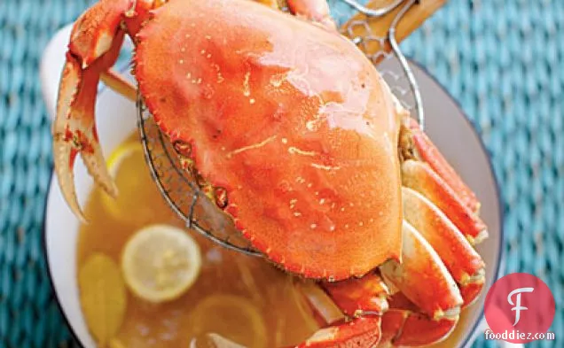 Simple Boiled Crabs with Garlic-Vermouth Butter