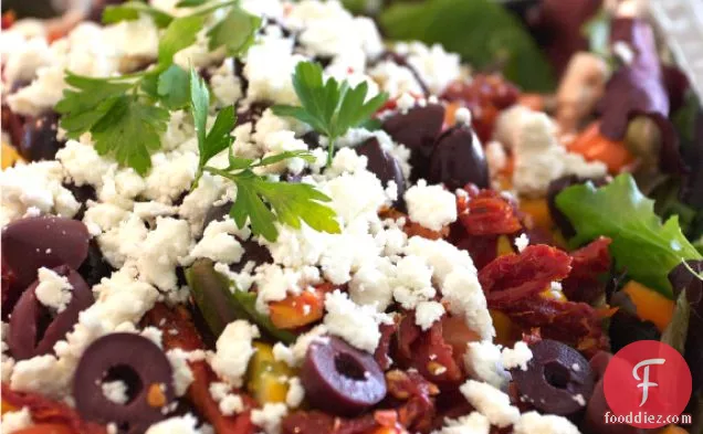 Greek Salad With Sundried Tomatoes, Feta And Olives