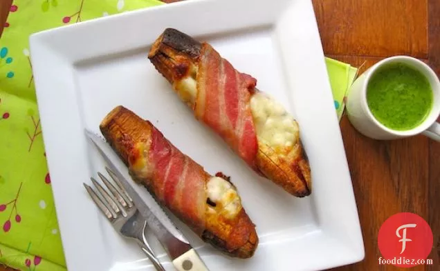 Baked Plantains with Bacon and Cheese (Platanos Asados con Tocineta y Queso)