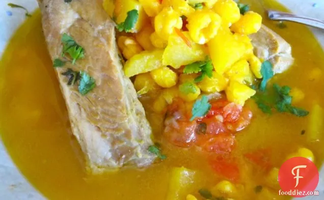 Colombian Yellow Hominy Soup (Sopa de maiz Pelao)