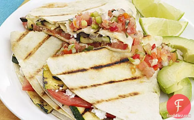 Grilled Zucchini, Tomato and Goat Cheese Quesadillas