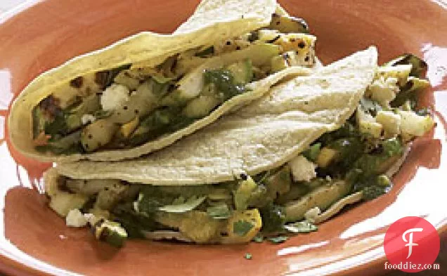 Grilled Vegetable Tacos With Cilantro Pesto