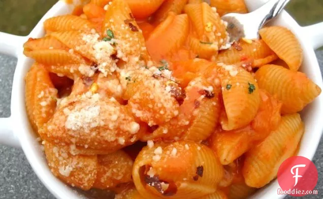 Pasta with Creamy Roasted Pepper and Tomato Sauce