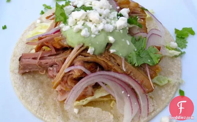 Shredded Pork Tacos with Jalapeño-Cilantro Sauce