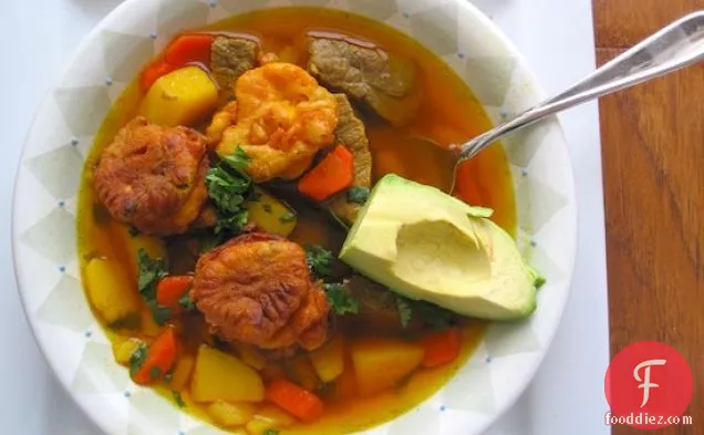 Sopa de Torrejas (Colombian Beef and Fritters Soup)