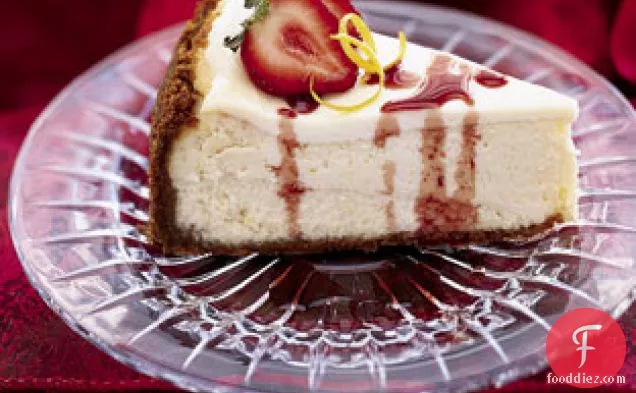 Lemon Cheesecake with Strawberries and Port Glaze