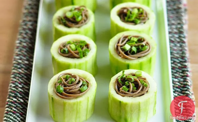Chilled Soba In Cucumber Cups