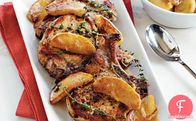 Brined Pork Chops with Apple Compote