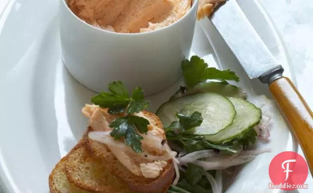 Salmon Mousse With Pickled Red Onions And Cucumber
