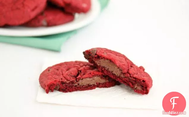 Nutella filled red velvet cookies