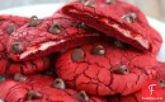 Red Velvet Cookies stuffed with Cream Cheese Frosting