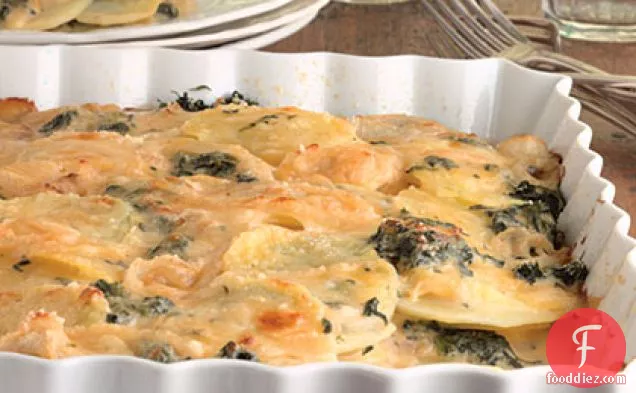 Scalloped Potatoes With Spinach And Cheese