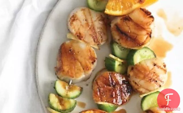 Scallop, Orange, And Cucumber Kebabs