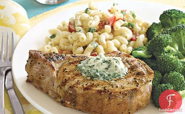 Grilled Pork Chops with Herb Butter