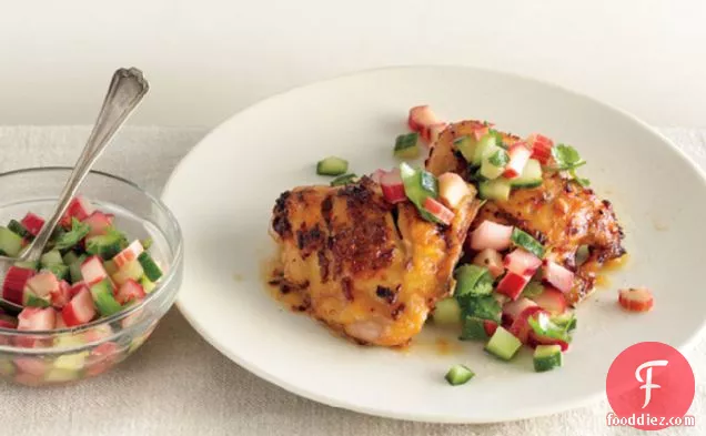 Spicy Chicken Thighs With Rhubarb-cucumber Salsa