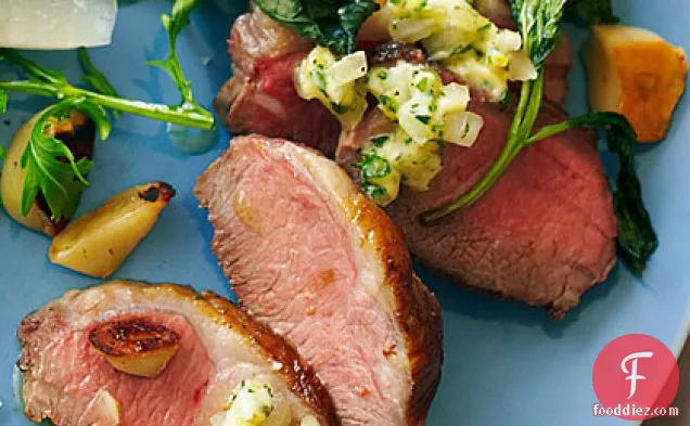 Spring Lamb Roasted with Mint and Garlic