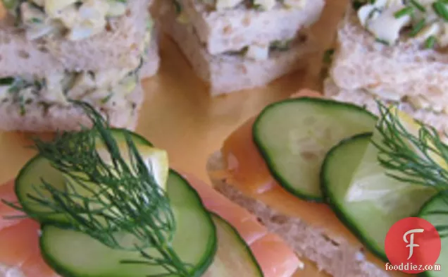 Dill + Salmon + Cucumber Tea Sandwiches