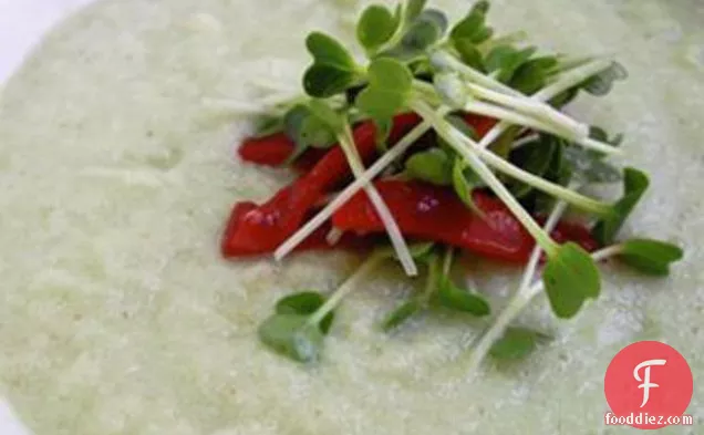 Cucumber Gazpacho With Piquillo Pepper And Radish Sprouts