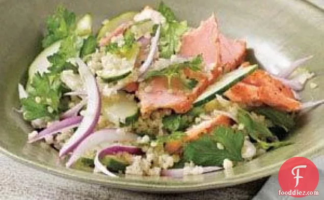 Minty Bulgur Salad With Salmon And Cucumbers Recipe