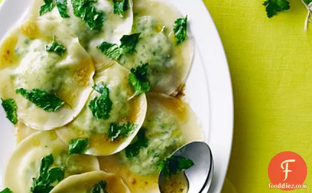 Parsley Ravioli with Brown Butter Sauce