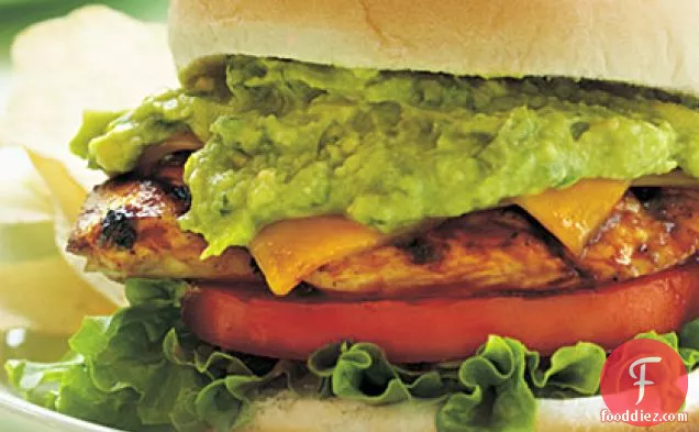 Grilled BBQ Chicken Sandwiches with Spicy Avocado Spread