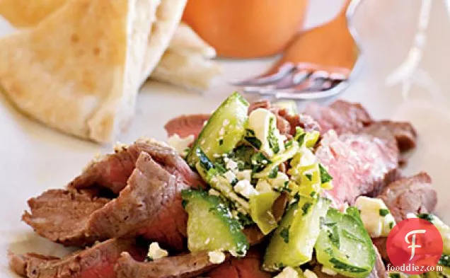 Flank Steak with Cucumber-Pepperoncini Relish